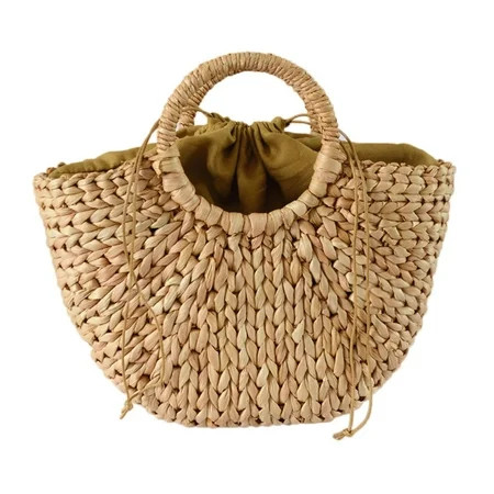 Straw Beach Bag Rattan Semi-circular Tote Handbag | Walmart (US)