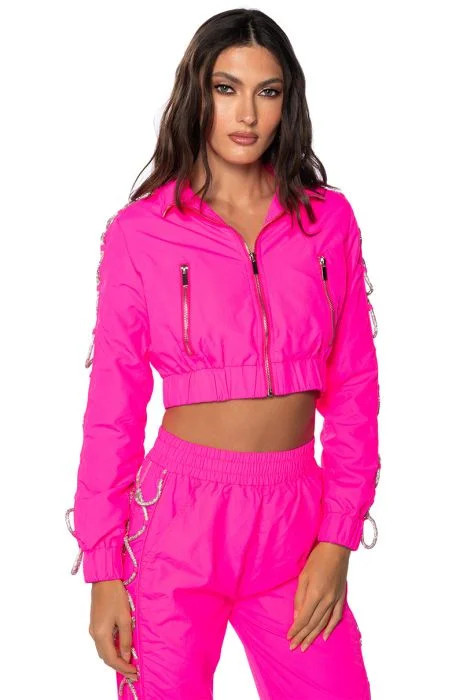 DIAMOND LACE UP TRACK JACKET IN PINK | AKIRA