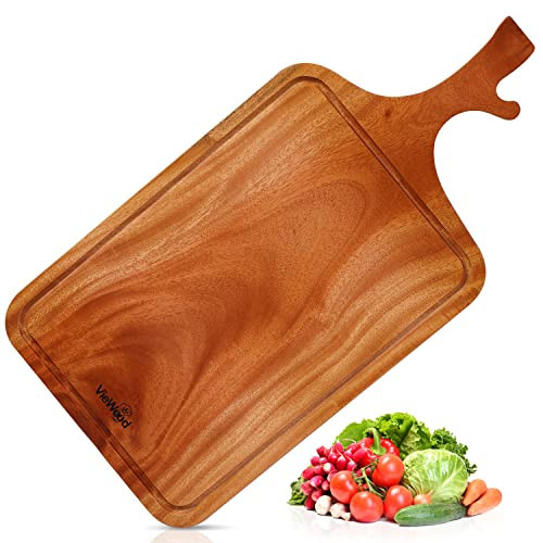 VieWood Wood Cutting Board Whole Piece with Handles & Juice Groove for Kitchen - Wooden chopping board for Meat Butcher Block, Cheese, Vegetables, Bread -Knife Friendly (Bough) | Amazon (US)