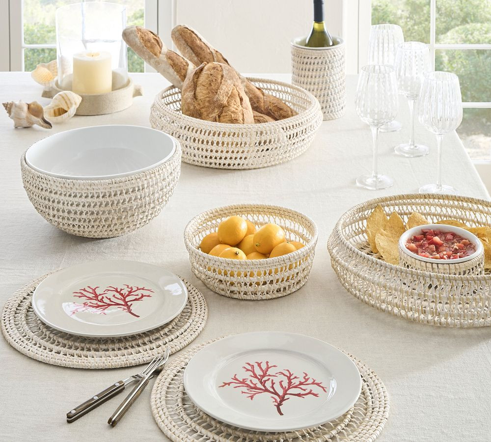 Miramar Handwoven Rattan Serveware Collection | Pottery Barn (US)