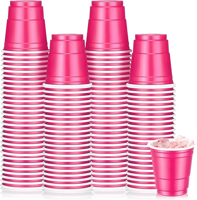 Roshtia 100 Pack 2 oz Plastic Shot Cups, Mini Disposable Shot Glasses 2 oz Party Cups for Valenti... | Amazon (US)