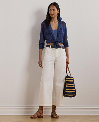 Women's Stretch Chino Wide-Leg Cropped Pants | Macy's