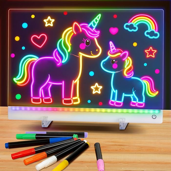 Rechargeable Led Drawing Board for Kids, 13.8*10" Dry Erase Board, 4 Modes &7 Colors Glow Doodle ... | Amazon (US)