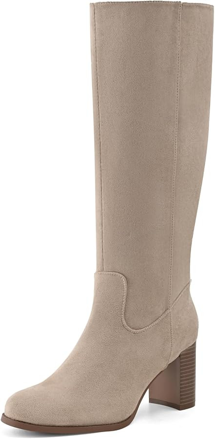 Knee High Boots for Women Chunky Heel Round Toe Stretchy Fashion Fall and Winter Comfortable Boot... | Amazon (US)