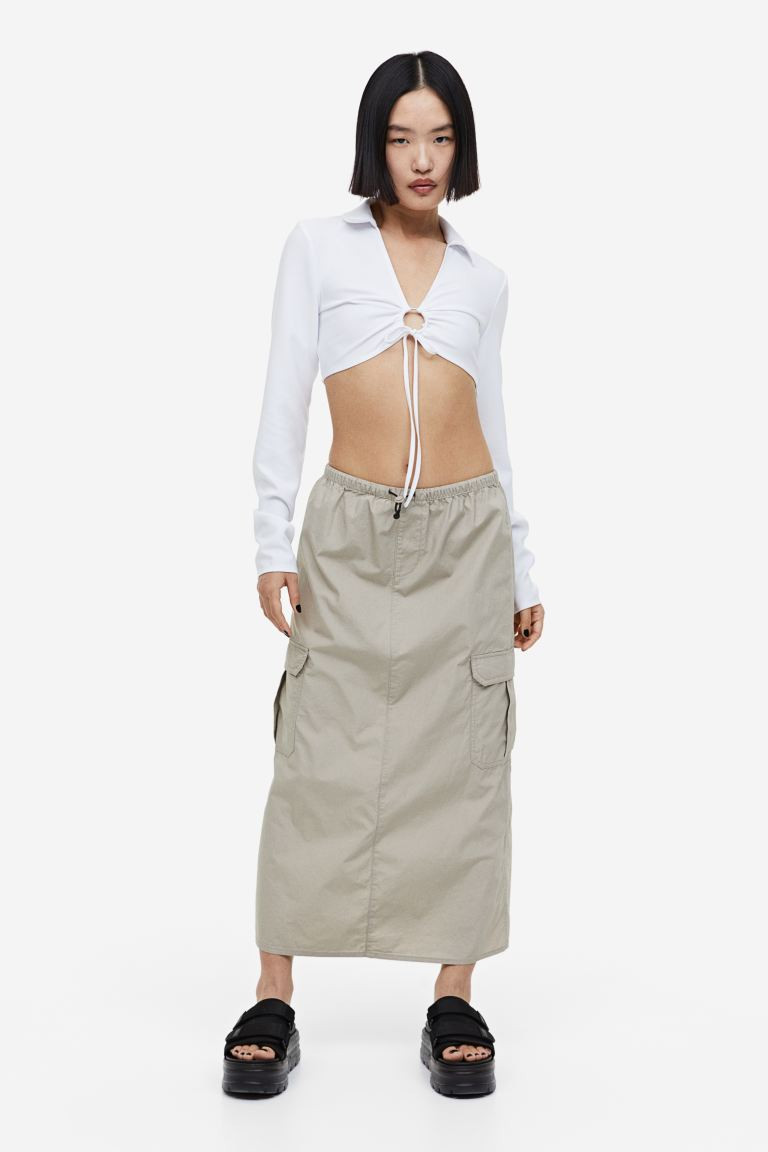 Top cropped con cuello camisero - Blanco - MUJER | H&M ES | H&M (FR, IT, ES, PT, BE)