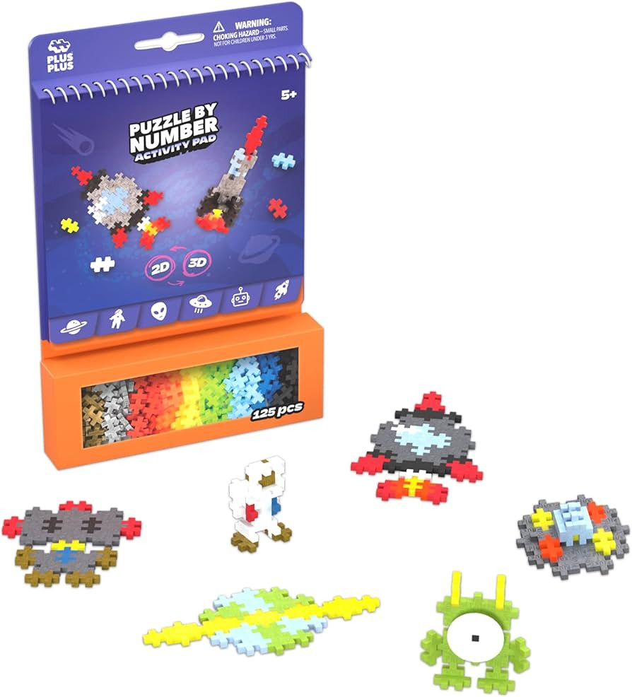 Plus Plus Puzzle By Number Activity Pad, Kids Travel Activities, Interlocking Mini Building Block... | Amazon (US)