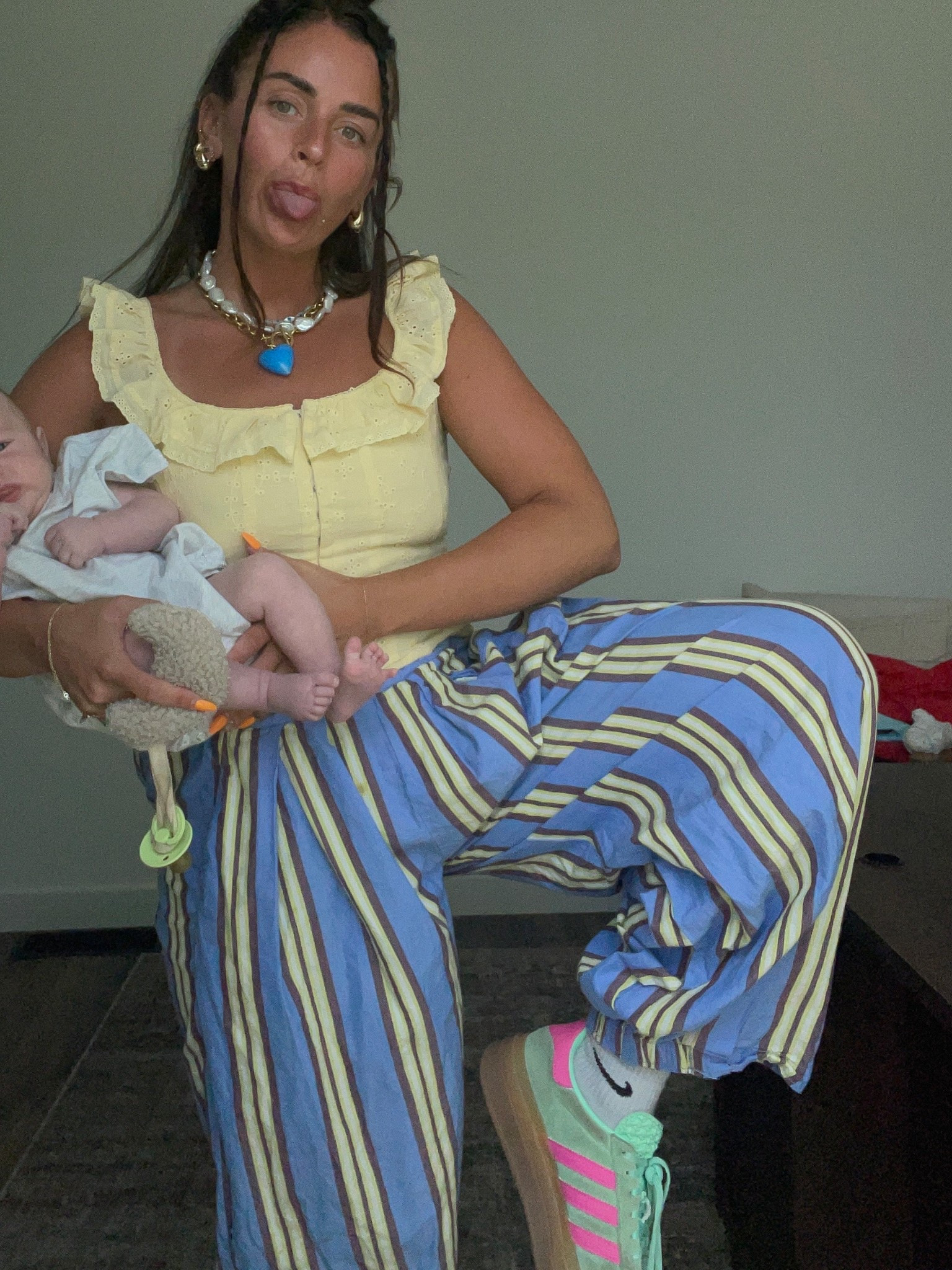 Top runs TTS- pants are sold out 🥲 code MADI20 works on the evil eye necklace !!