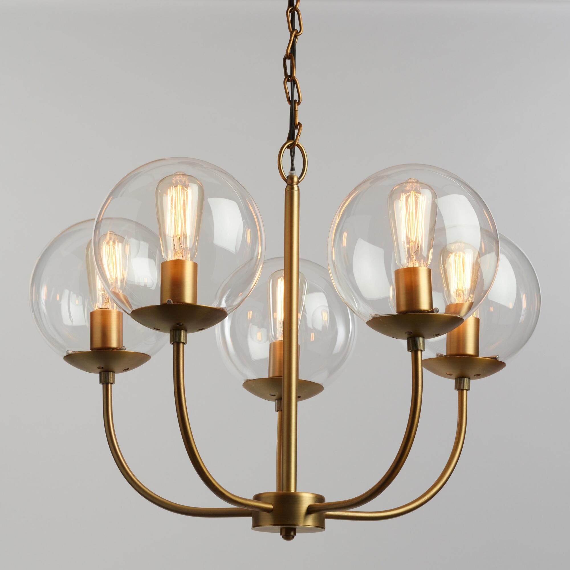 Antique Brass and Glass Globe 5 Light Alessa Chandelier by World Market | World Market