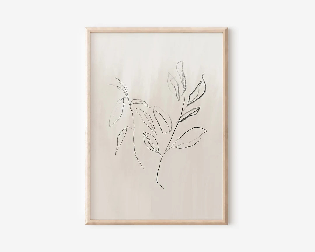 Abstract Floral Sketch Downloadable Prints PRINTABLE Wall Art Digital Artwork Sketch of Flowers F... | Etsy (US)