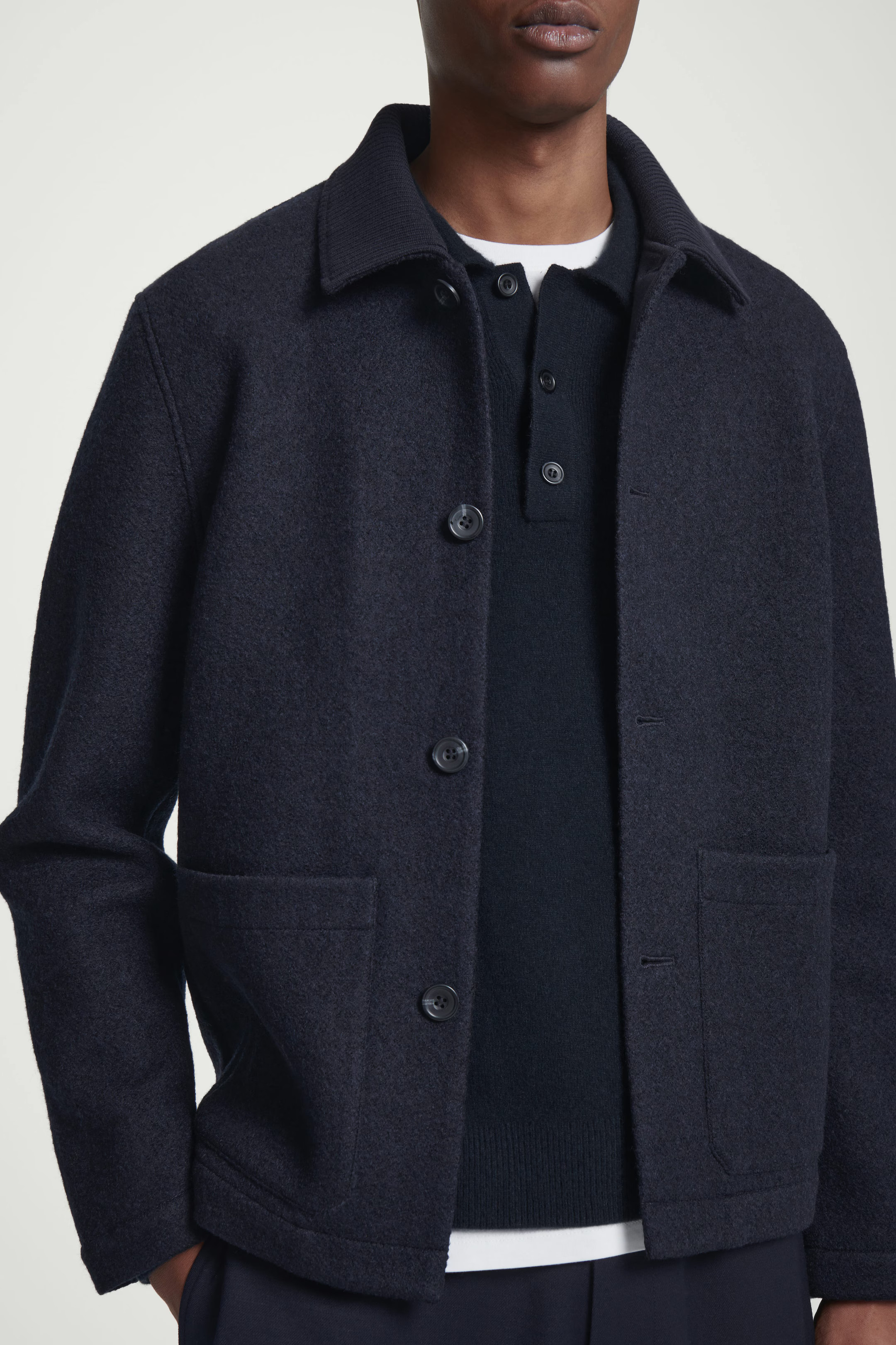 BOILED-WOOL CHORE JACKET - NAVY | COS (AU)