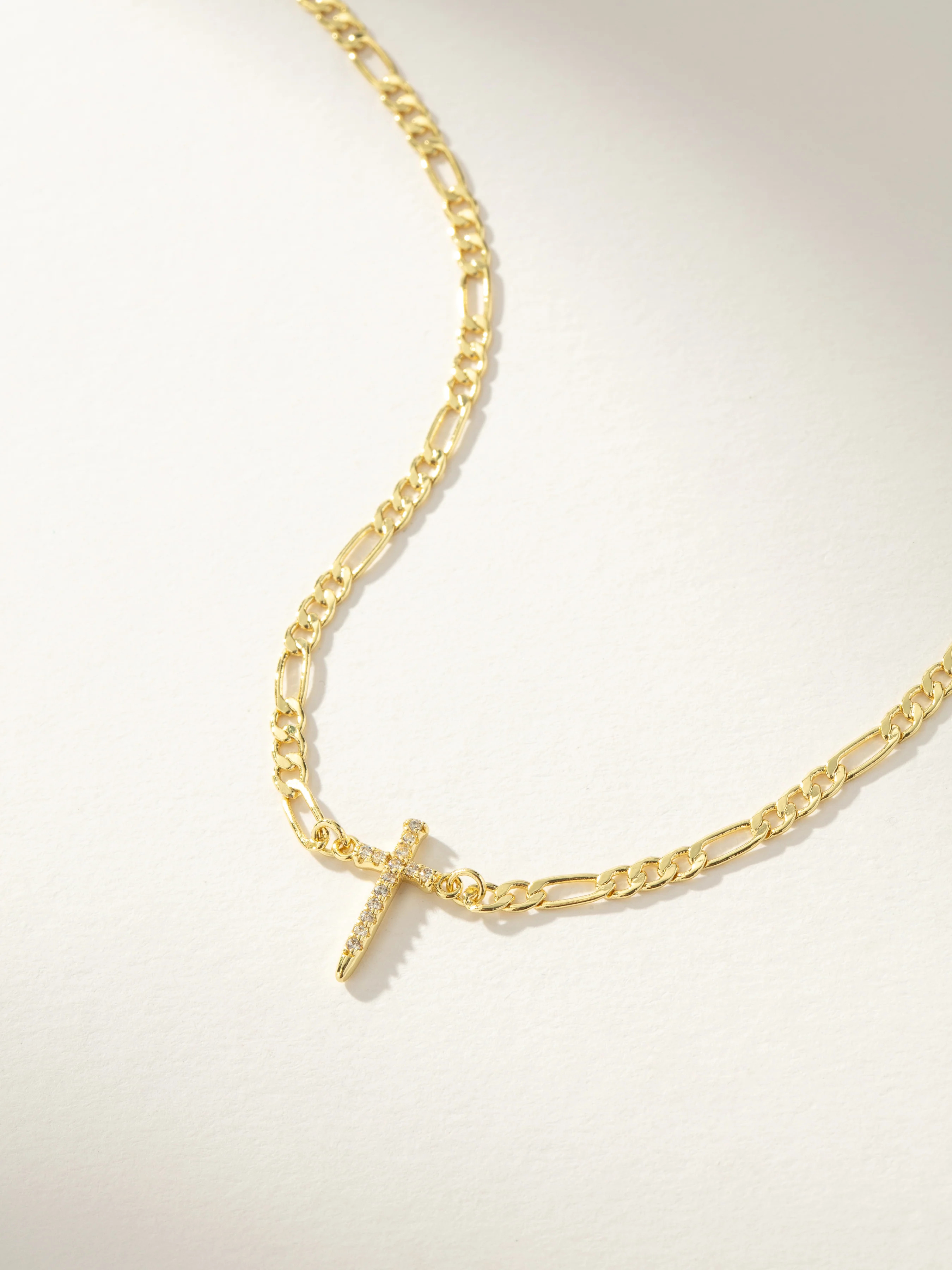 Gold Everyday Cross Necklace | Figaro Chain Necklace | Uncommon James | Uncommon James