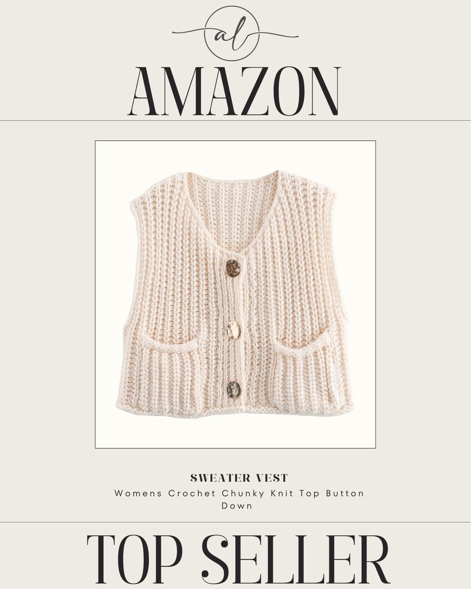Amazon Top Sellers - 
SWEATER VEST
Womens Crochet Chunky Knit Top Button
Down

#LTKSeasonal #LTKStyleTip #LTKU