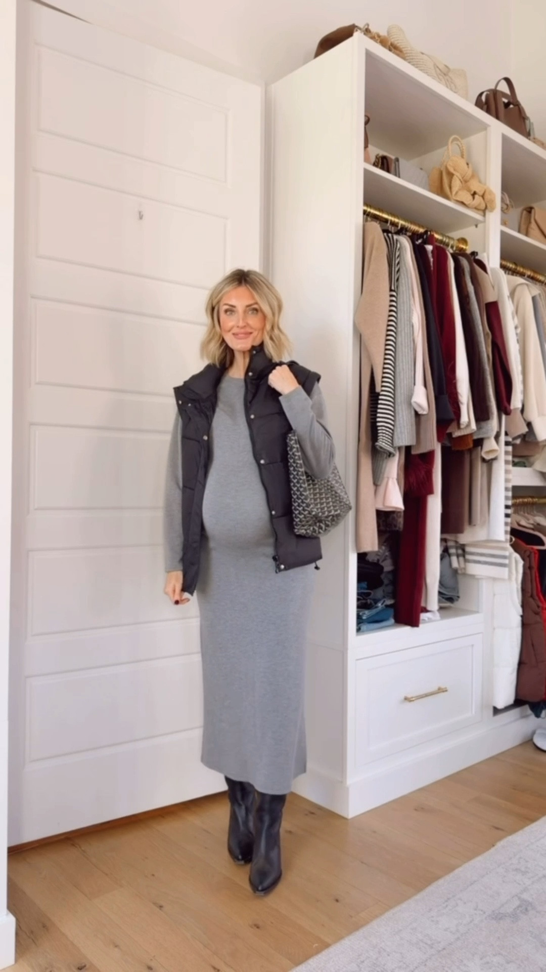 A simple outfit idea for winter! This plain grey maxi dress is a great basic to have! It’s so comfortable! I layered over it this black puffer vest! Wearing XS in vest & S in dress!

Loverly Grey, puffer vest, winter outfit, maternity, black boots 

#LTKSeasonal