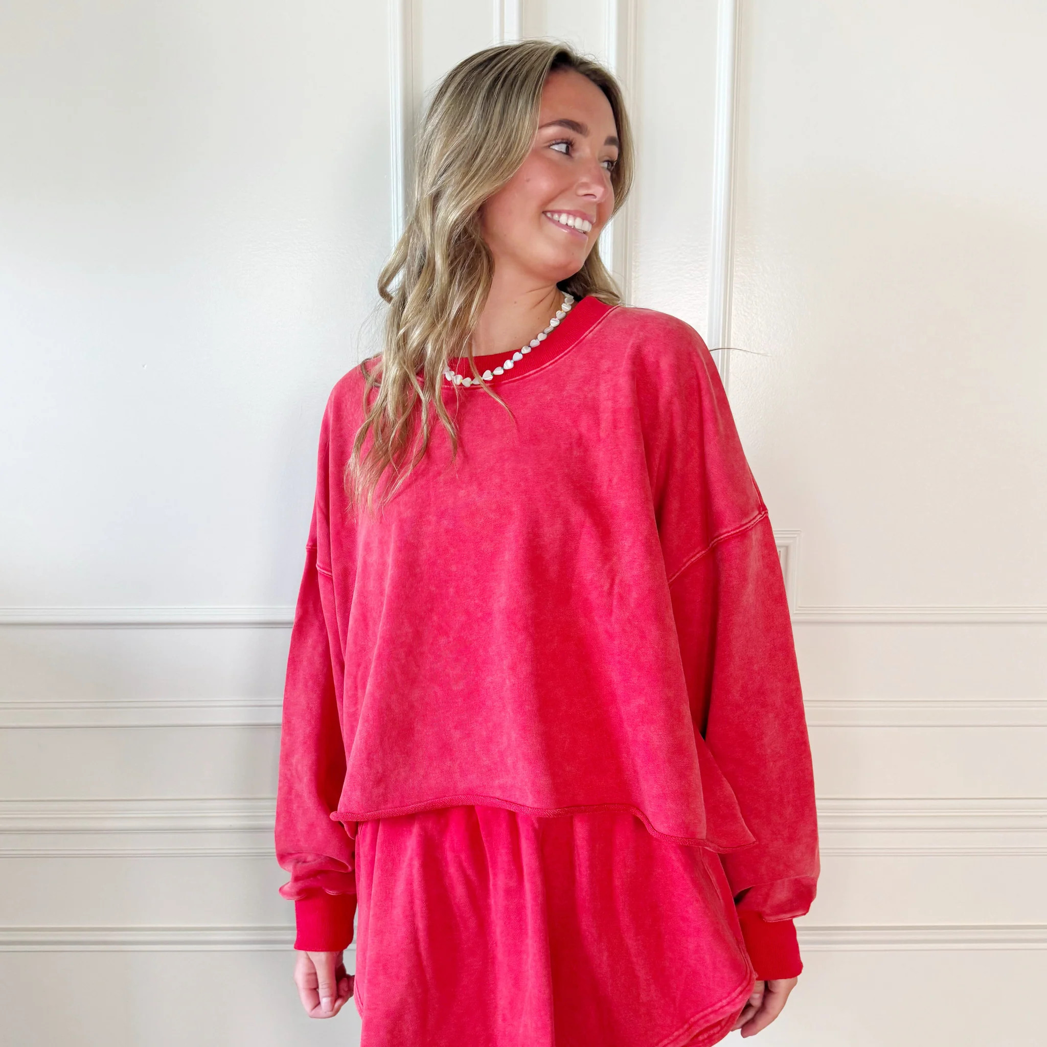 Red Long Sleeve Crop | Poppy & Pine