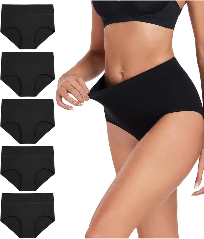 wirarpa Women's Cotton Underwear High Waist Briefs Ladies Soft Comfortable Panties 5 Pack (Regula... | Amazon (CA)
