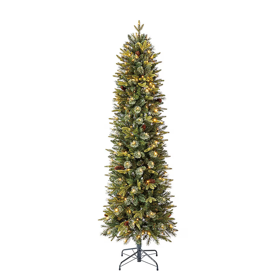 Holiday Living Hayden 7-ft Hayden pine Pre-lit Pencil Artificial Christmas Tree with Multicolor L... | Lowe's