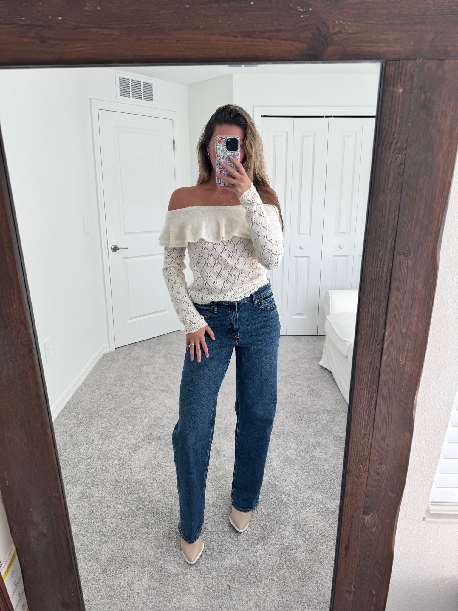 Obsessed with this off the shoulder detailed ruffle top paired with these mom/straight jeans ! Perfect outfit for fall ! Top is under $25 today !

#LTKU #LTKSaleAlert #LTKSeasonal