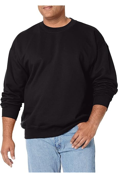 Hanes Men's Sweatshirt, EcoSmart Fleece Crewneck Sweatshirt, Cotton-Blend Fleece Sweatshirt, Plus... | Amazon (US)