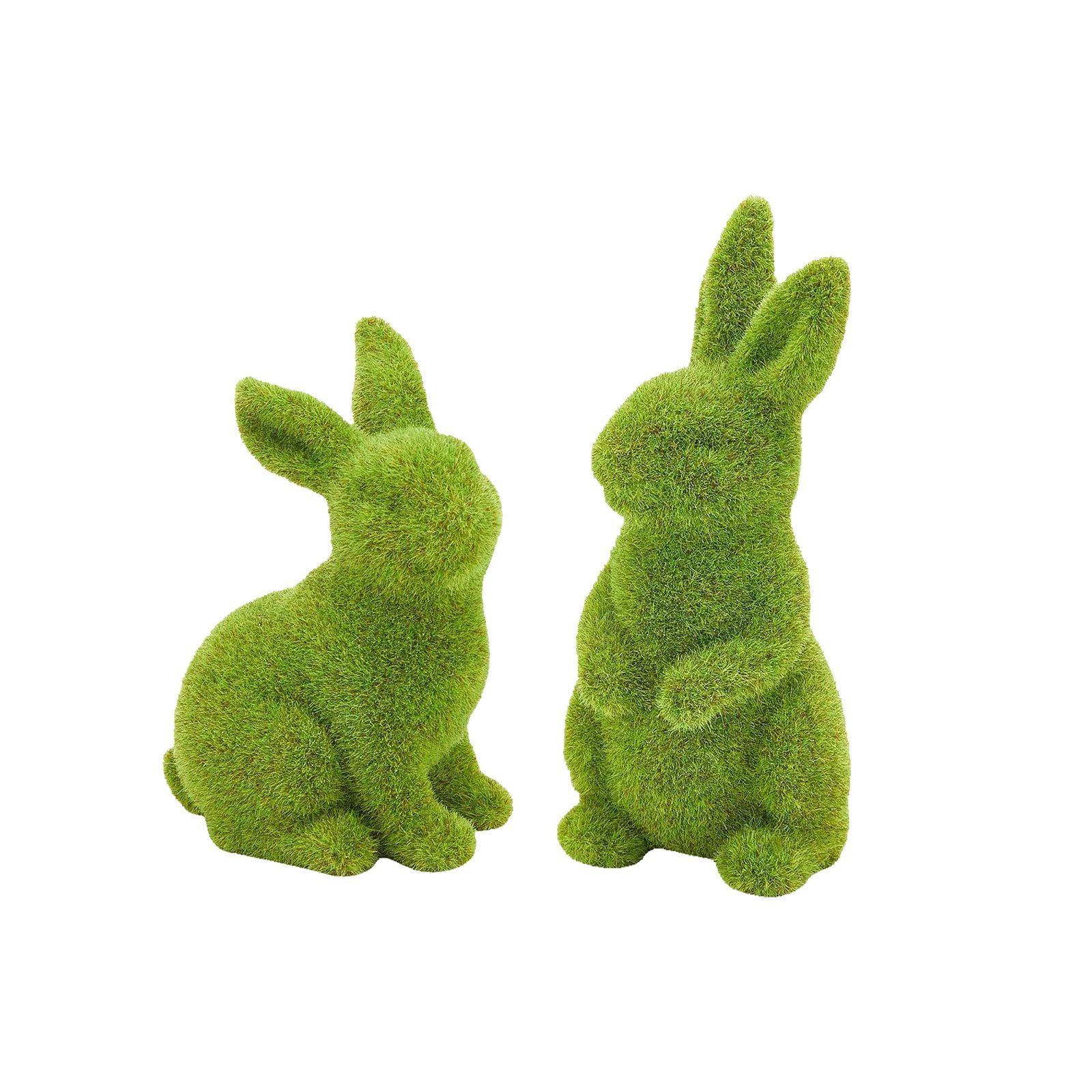 Easter Bunny Decor, 2pcs Flocked Bunny Moss Bunnies Spring Decor Resin Rabbit Figurines for Table... | Amazon (US)