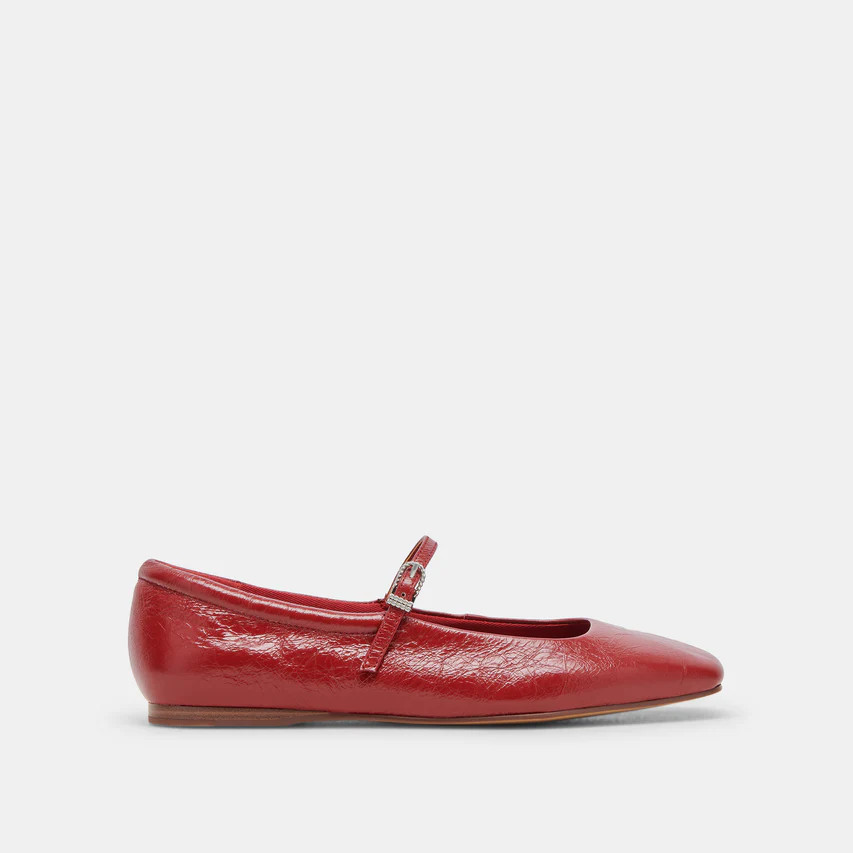 Reyes Ballet Flats Red Crinkle Patent | Women's Red Ballets | DolceVita.com