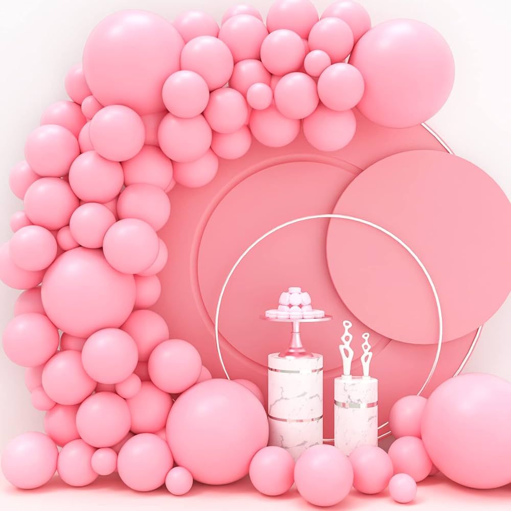 Pink Balloons 110 Pcs Pastel Pink Balloon Garland Different Sizes 5 10 12 18 Inch Light Pink Ball... | Amazon (US)