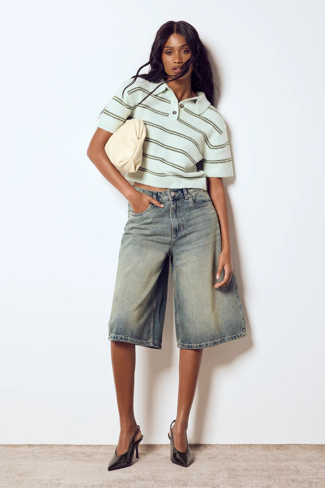 Longline Denim Jort | Boohoo.com (UK & IE)