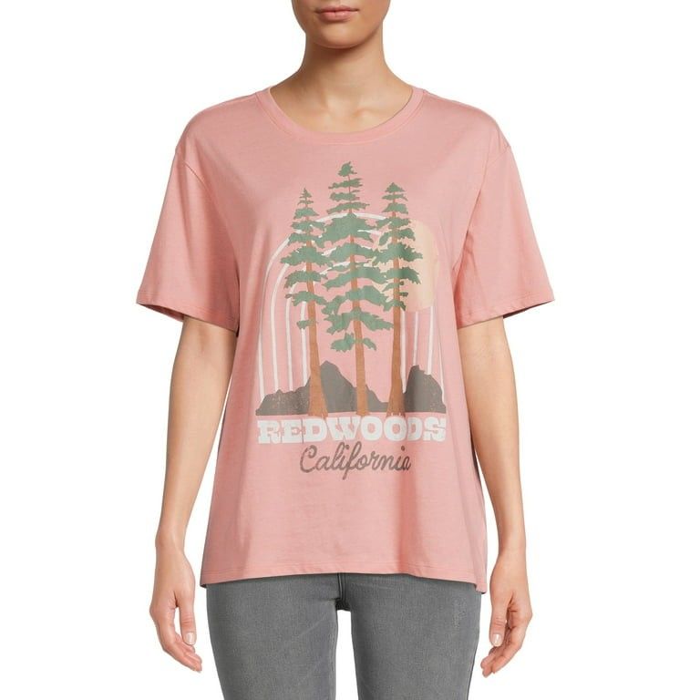 Time and Tru Women's Redwoods Graphic Short Sleeve Tee | Walmart (US)