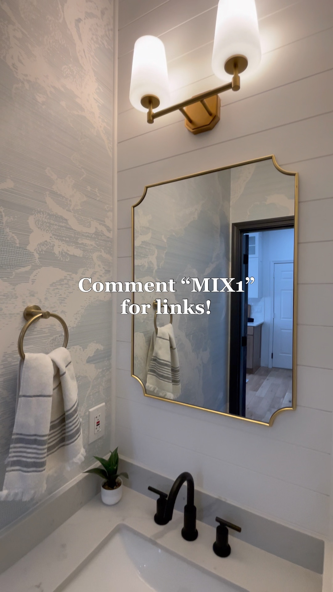 Powder room hardware links. Wallpaper is Cradled in Clouds by Photowall! Blue bathroom

#LTKhome