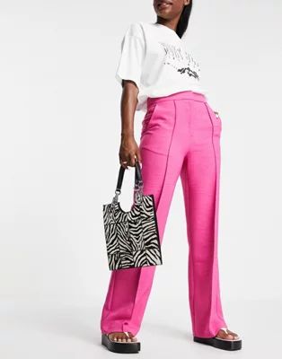 Topshop straight tailored pant in bright pink | ASOS (Global)