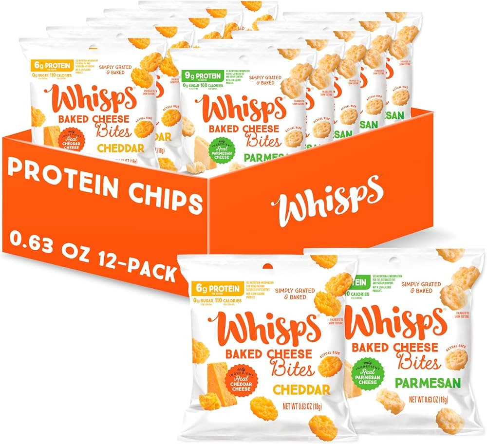 Whisps Cheese Crisps Parmesan & Cheddar Cheese | Protein Chips | Healthy Snacks | Protein Snacks,... | Amazon (US)