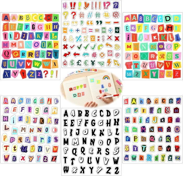 327PCS Vintage Letter Stickers for Scrapbooking Supplies, 6 Sheet Alphabet Scrapbook Stickers Sel... | Amazon (UK)