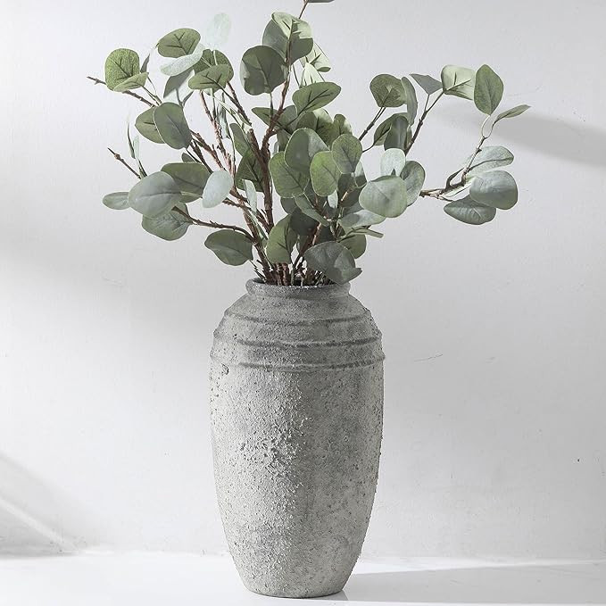 Large Ceramic Rustic Vase, 12.87 inch Tall Vintage Farmhouse Flower Pottery Vase for Home Decor, ... | Amazon (US)