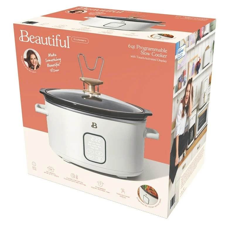 Beautiful 6 Qt Programmable Slow Cooker, White Icing by Drew Barrymore | Walmart (US)
