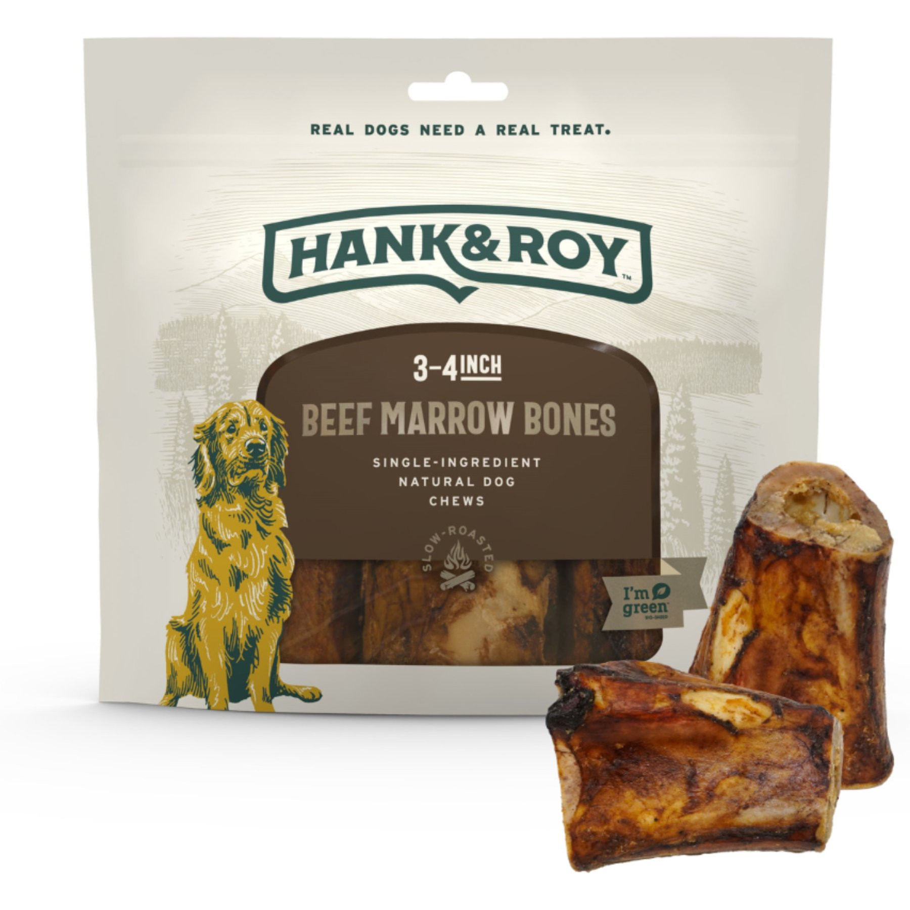 Hank and Roy Beef Marrow 3 to 4-in Dog Bones, 3 count | Chewy