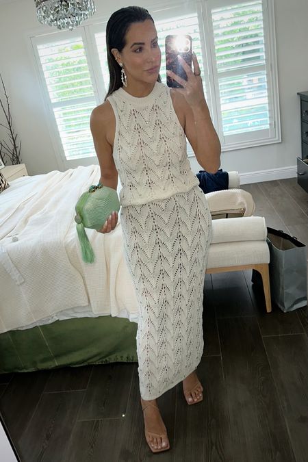 Got home from the mall and immediately changed into this bejeweled knit set! Perfect summertime date night look. Runs TTS - I take size small in both top and skirt. 

#LTKunder100 #LTKSeasonal #LTKsalealert
