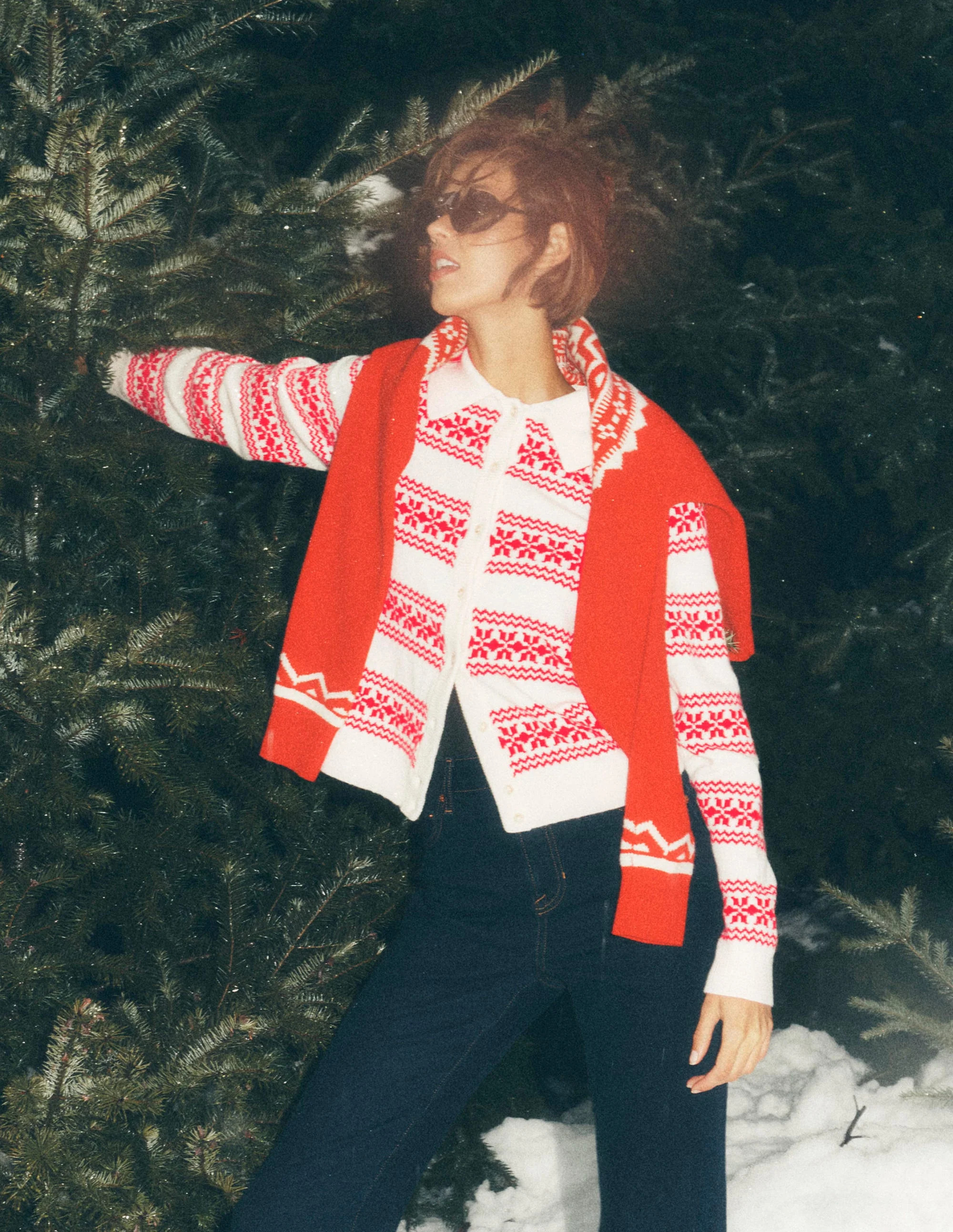 Edie Fair Isle Knitted Shirt-Warm Ivory, Red Fair Isle | Boden (US)