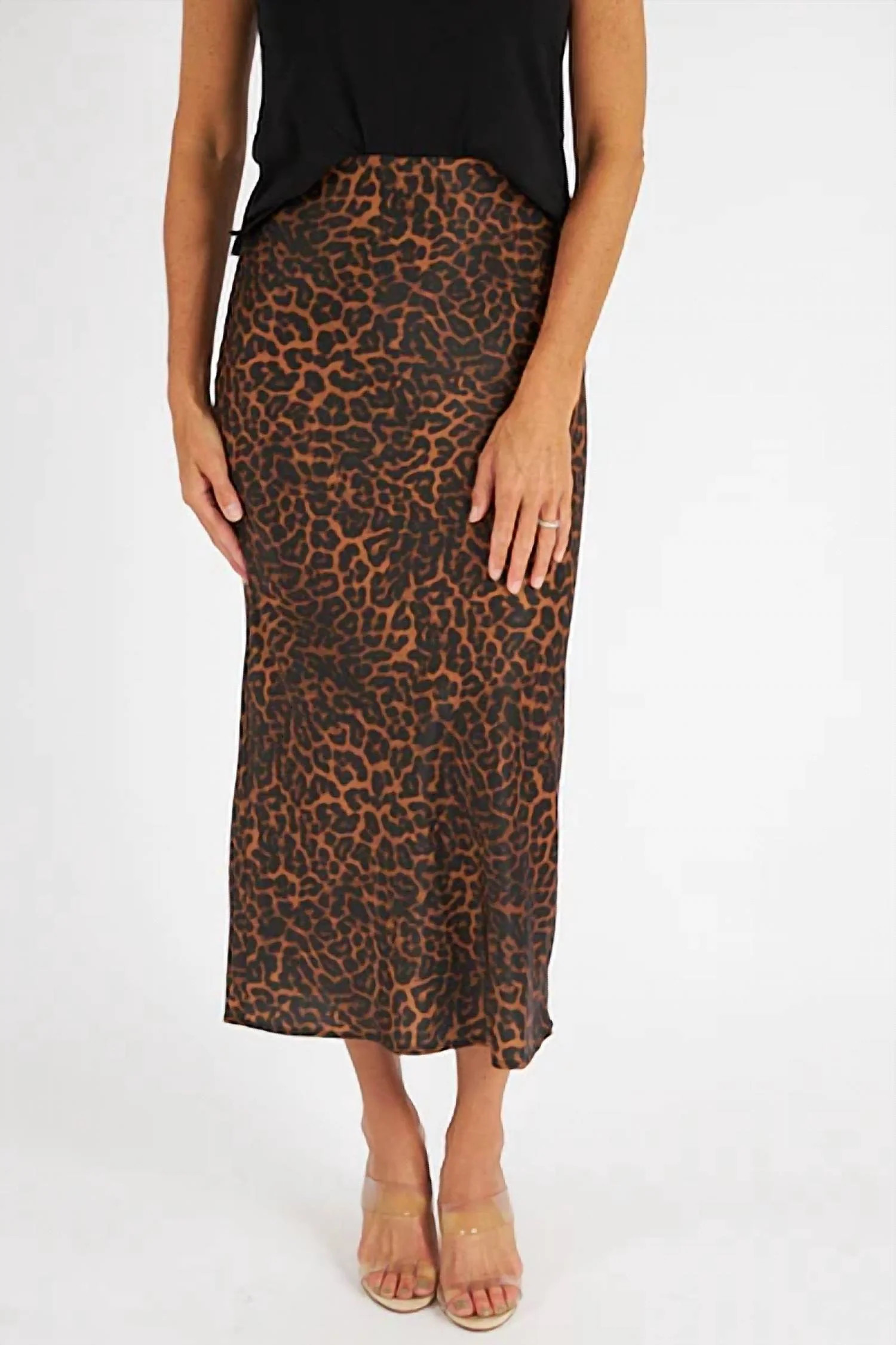 Athena Sateen Animal Slip Skirt In Leopard | Shop Simon