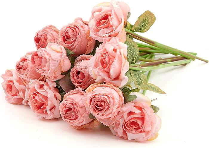 Rose Artificial Flower 12pcs Realistic Faux Silk Roses Fake Flowers Bouquets Arrangements Decor f... | Amazon (US)