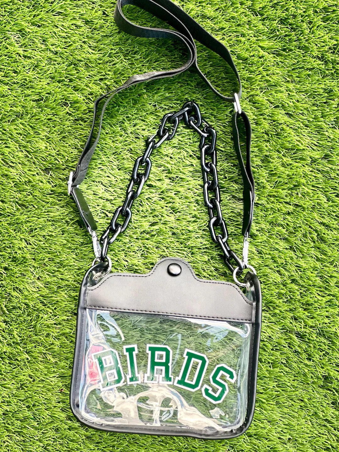 BIRDS Clear Crossbody Bag – Stadium Approved | Black Chain Strap + Adjustable Crossbody | Game ... | Etsy (US)