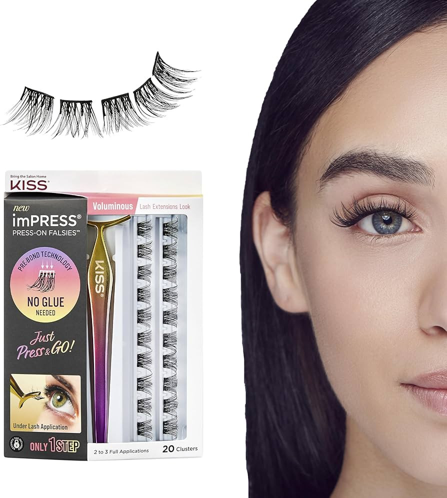 KISS imPRESS Falsies False Eyelashes, Lash Clusters, 'Voluminous', 14 mm, Includes 20 Clusters, 1... | Amazon (US)