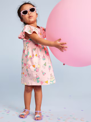 Birthday Flutter-Sleeve Fit and Flare Dress for Toddler Girls | Old Navy (US)