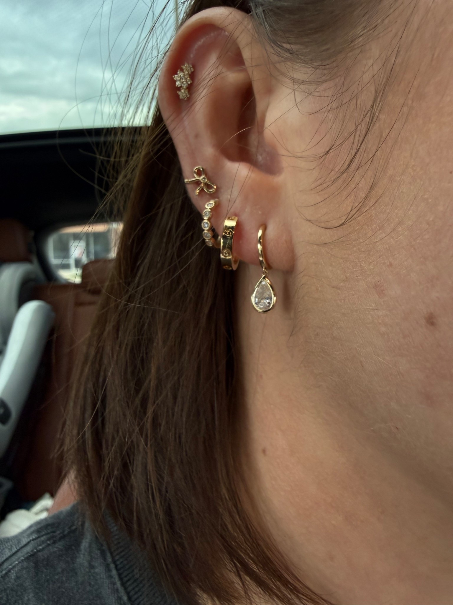 Ear stack inspo! 14k and 18k fine gold jewelry! #gold #goldjewelry #gold #earstack #Jewelryy