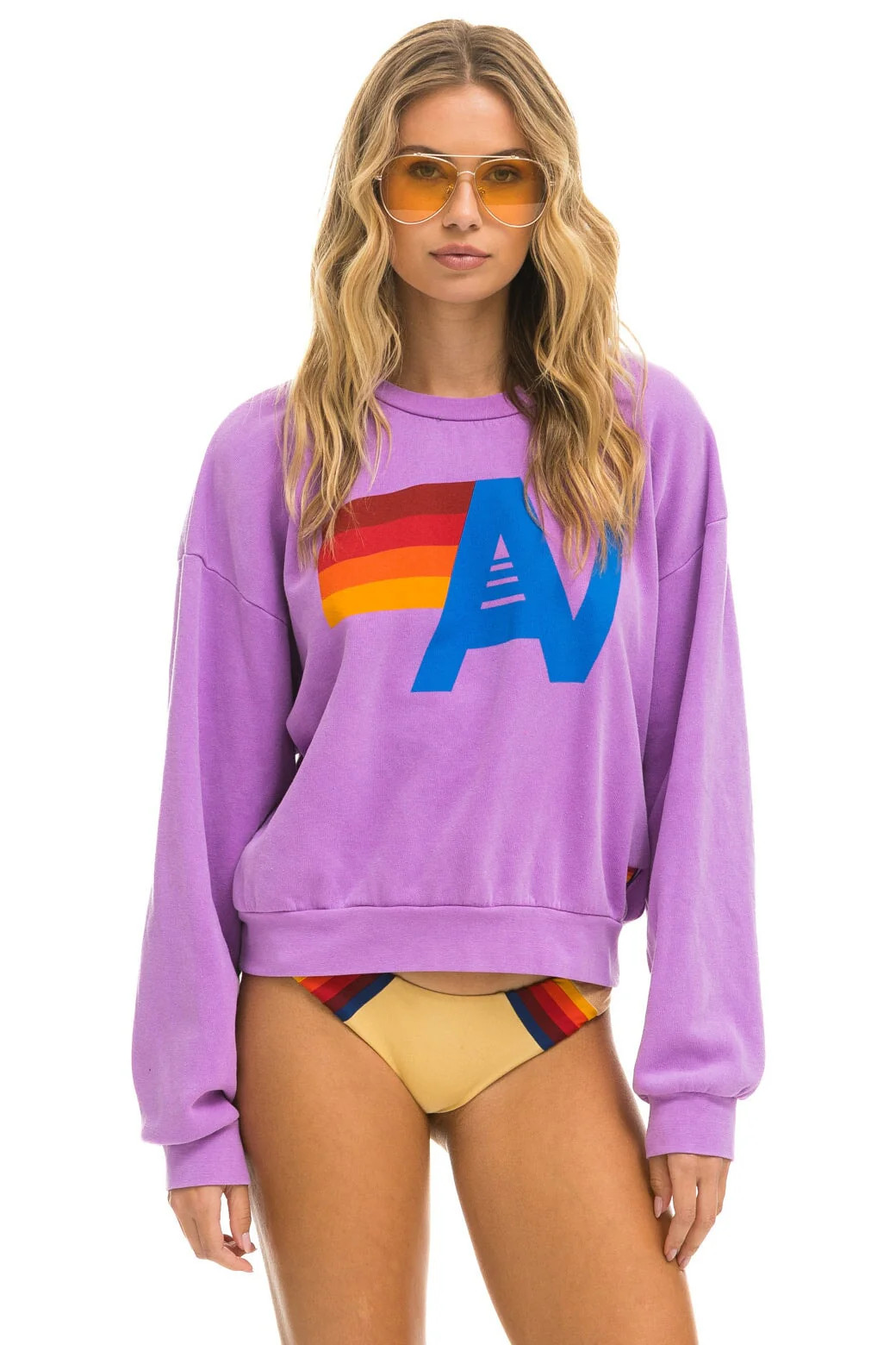 LOGO RELAXED CREW SWEATSHIRT - NEON PURPLE | Aviator Nation