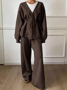 DAZY 2pcs/Set Women Loose Casual Wrap Sweater Set, Autumn/Winter | SHEIN