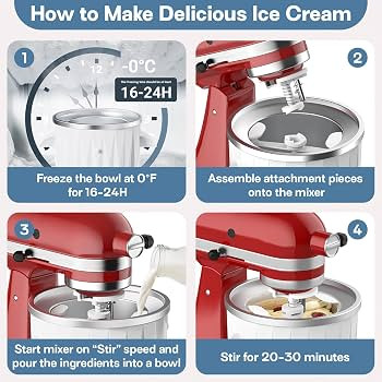 Ice Cream Attachment for Kitchenaid, 2 Quart Frozen Ice Cream & Sorbet Gelato Maker for Kitchenai... | Amazon (US)