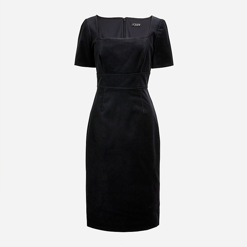 Squareneck sheath dress in stretch velvet | J. Crew US