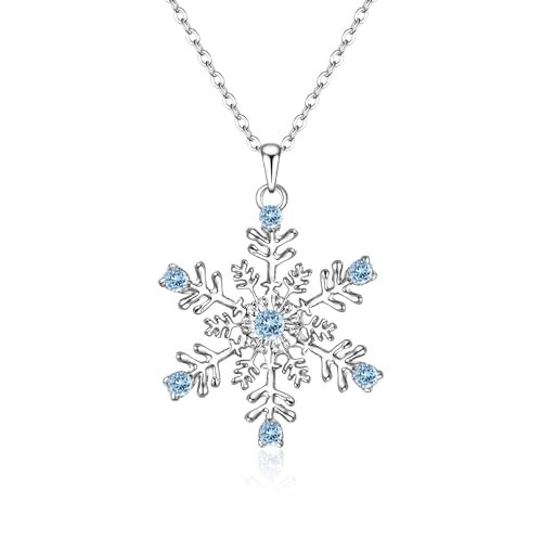 EVER FAITH Austrain Crystal Snowflake Necklace Winter Party Snow Flower Pendant Chain Christmas Holiday Jewerlry for Women Blue | Amazon (US)