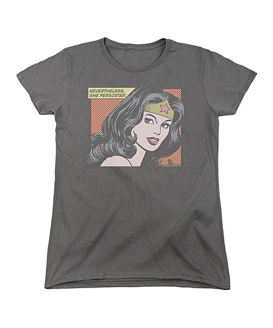 Wonder Woman Charcoal 'She Persisted' Crewneck Top | Zulily