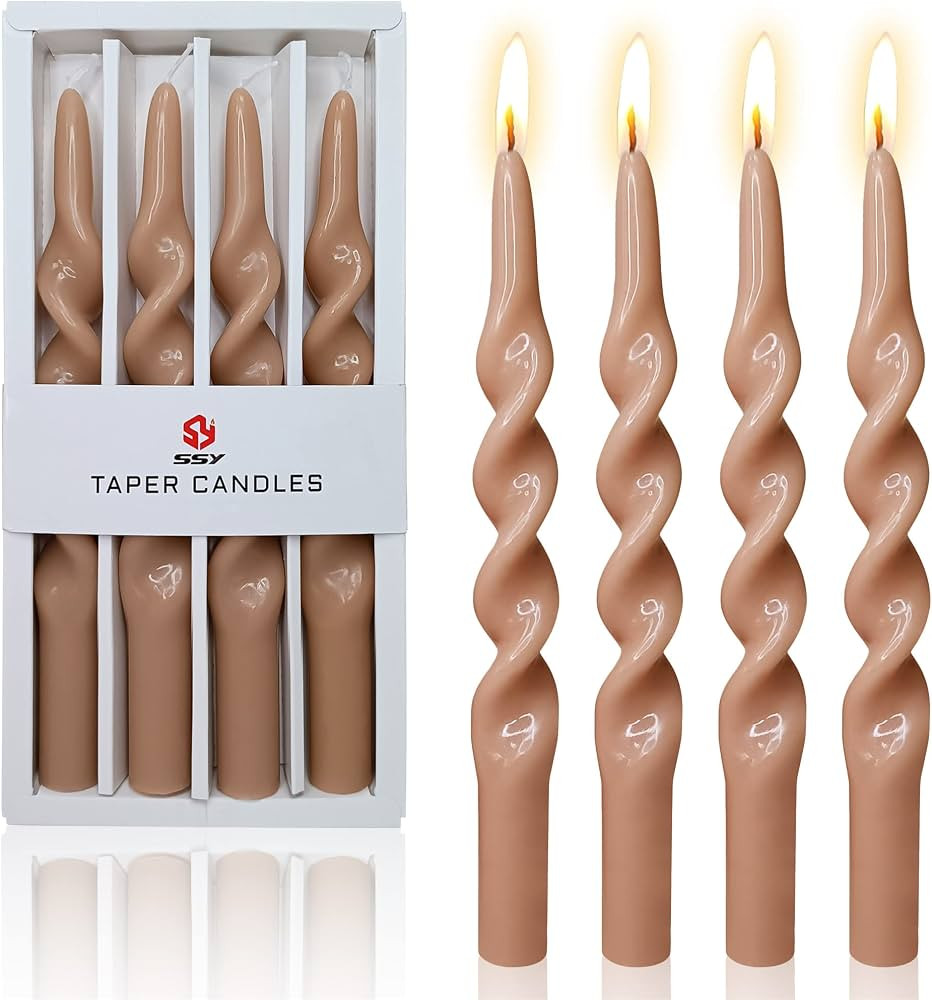 Spiral Taper Candles Taper Candlesticks - 4pcs Gedengni Candle Stick Unscented Wax Candles Elegan... | Amazon (US)