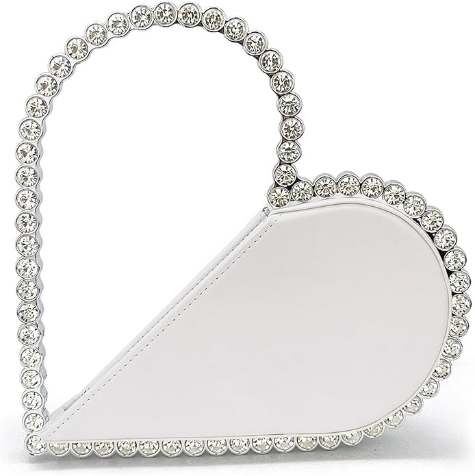 Cute Mini Heart Shape Clutch Bag Rhinestone Diamond Frame Wedding Party Clutch Purse for Women | Amazon (US)